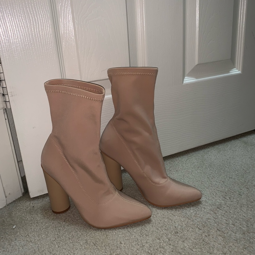 Nude sock booties
